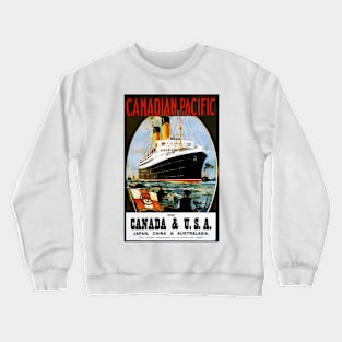 TO CANADA & USA Japan China Australasia Vintage Travel Advertisement Crewneck Sweatshirt